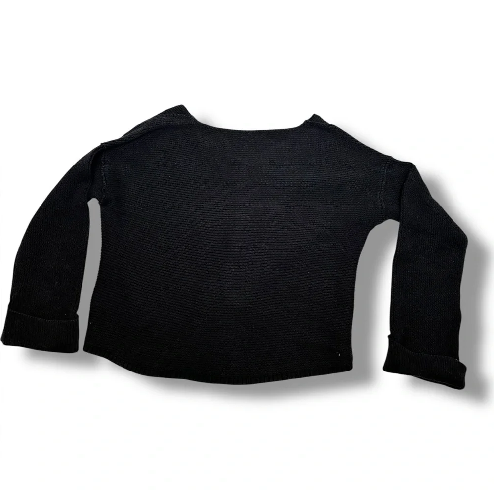Free People Black Oversized 100% Cotton V-Neck Sweater OB533611 Fits Up to 2X